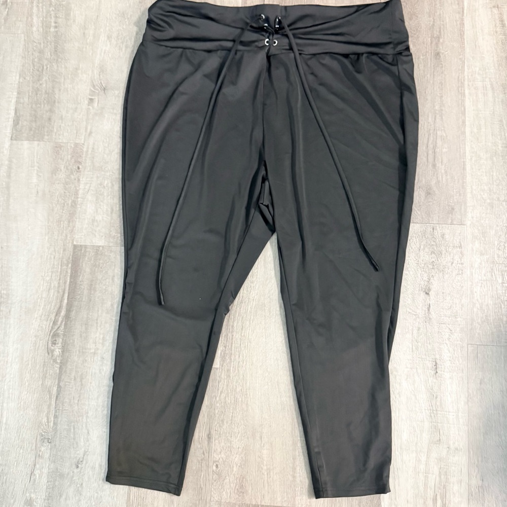 Bloomchic Black Drawstring Stretch Pants - Elastic Waist